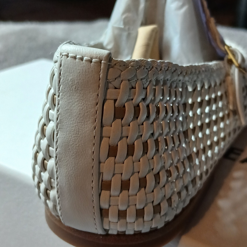 "New Never Worn" Veronica Beard Cream Woven Ballet Flat With Shoe Bag - Picture 7 of 12